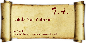 Takács Ambrus névjegykártya