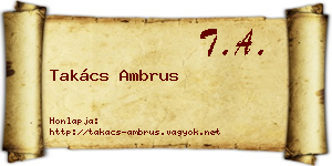 Takács Ambrus névjegykártya